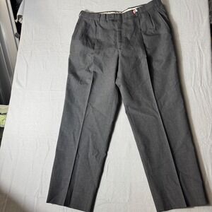 Hart Schaffner Marx Men Charcoal Gray Pure Virgin Wool Pleated Dress Pants 38x29
